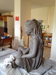 Clay sculpture in kitchen