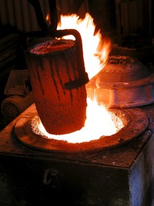full crucible out of furnace